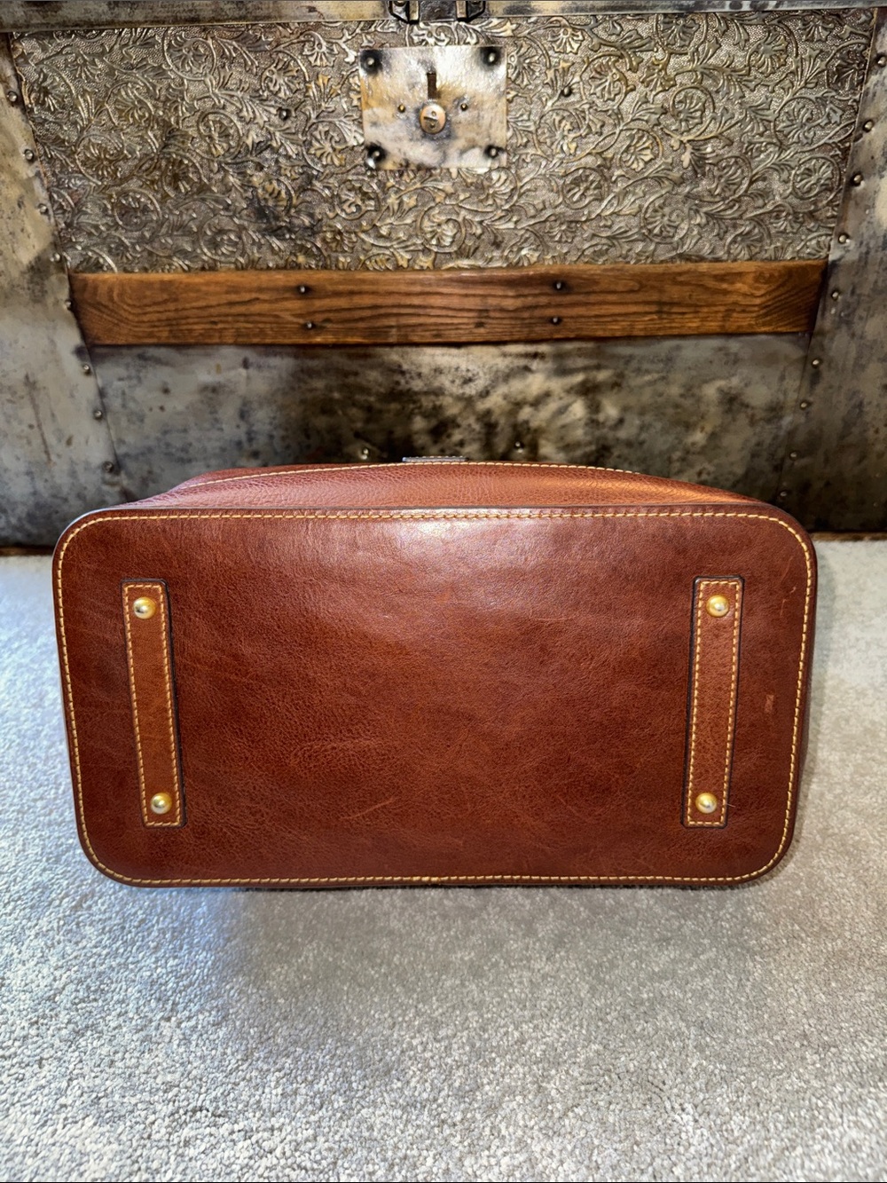 Dooney & Bourke Florentine Perry Satchel in Chestnut - Picture 3 of 16